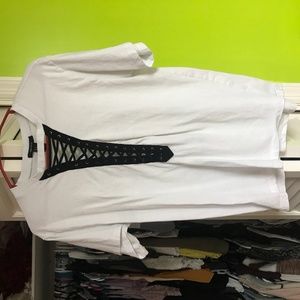 Deep V criss cross shirt